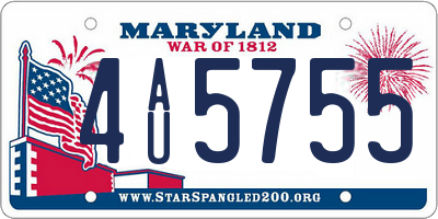MD license plate 4AU5755