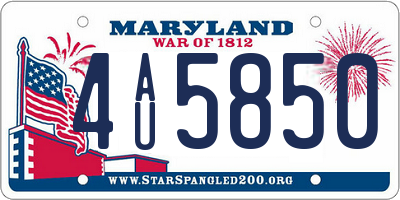 MD license plate 4AU5850