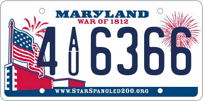 MD license plate 4AU6366