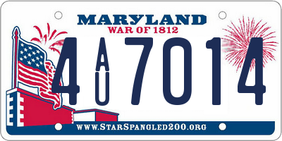 MD license plate 4AU7014