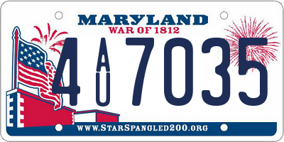 MD license plate 4AU7035