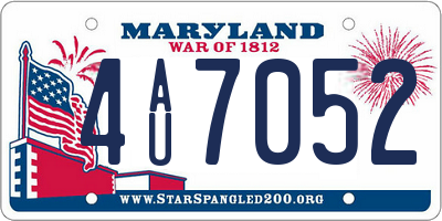 MD license plate 4AU7052
