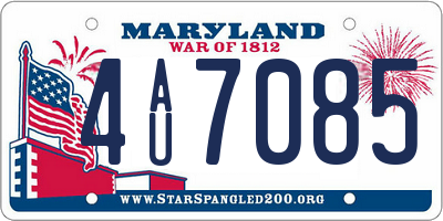 MD license plate 4AU7085
