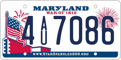 MD license plate 4AU7086