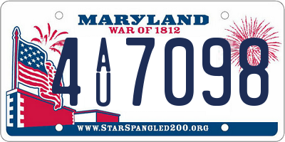 MD license plate 4AU7098