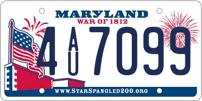 MD license plate 4AU7099