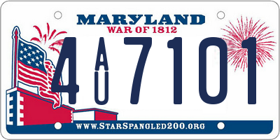 MD license plate 4AU7101