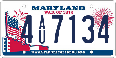 MD license plate 4AU7134