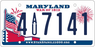 MD license plate 4AU7141