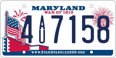 MD license plate 4AU7158
