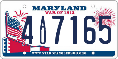MD license plate 4AU7165