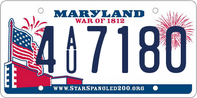 MD license plate 4AU7180