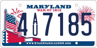 MD license plate 4AU7185
