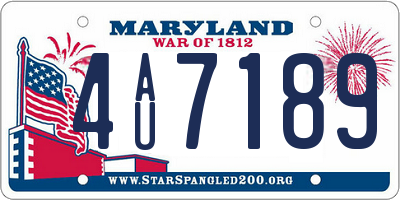 MD license plate 4AU7189