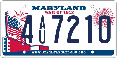 MD license plate 4AU7210