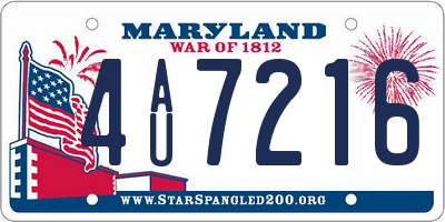 MD license plate 4AU7216