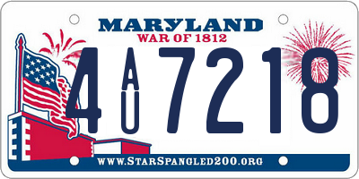 MD license plate 4AU7218