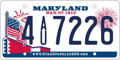 MD license plate 4AU7226