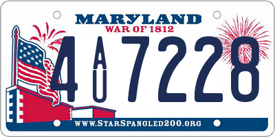 MD license plate 4AU7228