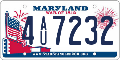 MD license plate 4AU7232