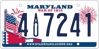MD license plate 4AU7241