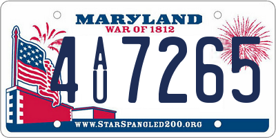 MD license plate 4AU7265