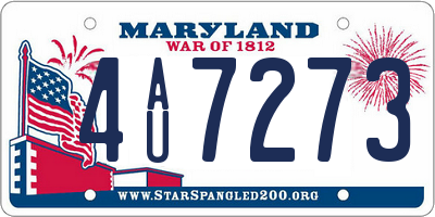 MD license plate 4AU7273
