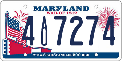 MD license plate 4AU7274
