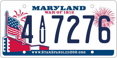 MD license plate 4AU7276