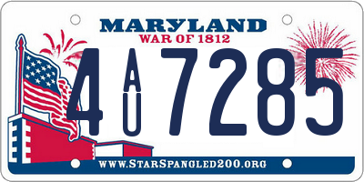 MD license plate 4AU7285