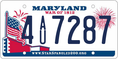 MD license plate 4AU7287
