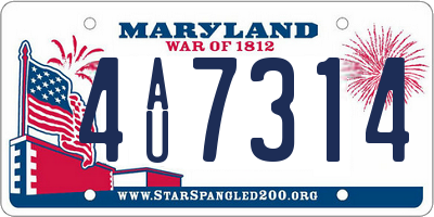 MD license plate 4AU7314