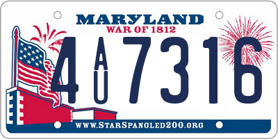MD license plate 4AU7316