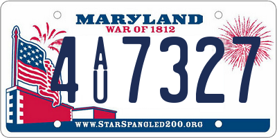 MD license plate 4AU7327