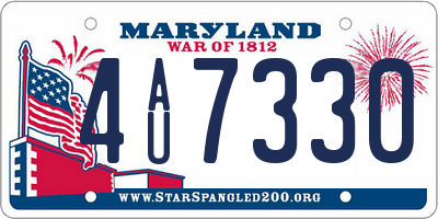MD license plate 4AU7330
