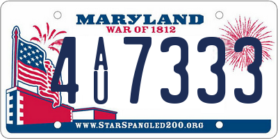 MD license plate 4AU7333