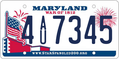 MD license plate 4AU7345