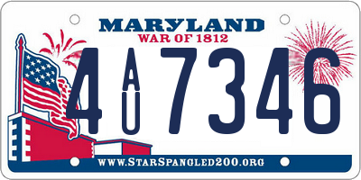 MD license plate 4AU7346