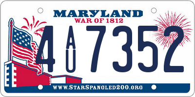MD license plate 4AU7352