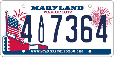 MD license plate 4AU7364