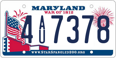 MD license plate 4AU7378