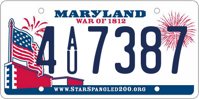 MD license plate 4AU7387
