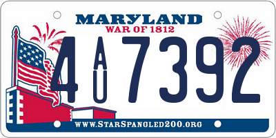 MD license plate 4AU7392