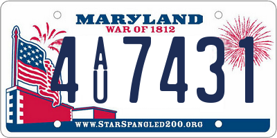 MD license plate 4AU7431