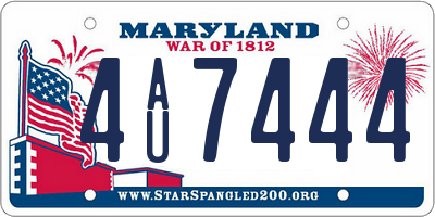 MD license plate 4AU7444