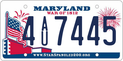 MD license plate 4AU7445