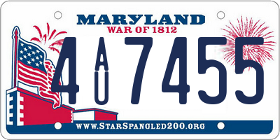 MD license plate 4AU7455