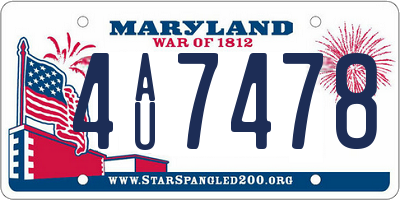 MD license plate 4AU7478