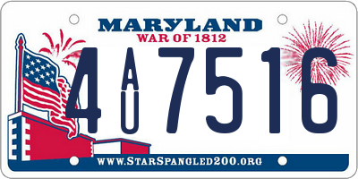 MD license plate 4AU7516