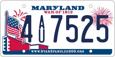 MD license plate 4AU7525